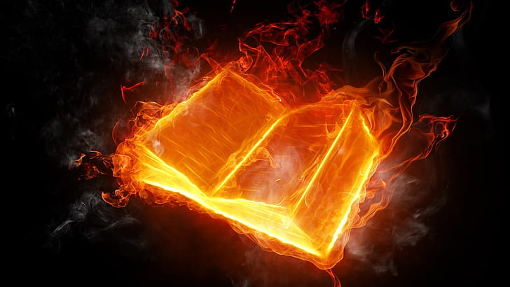 Hd Wallpaper Abstract Design Burning Fire Book Book On Fire