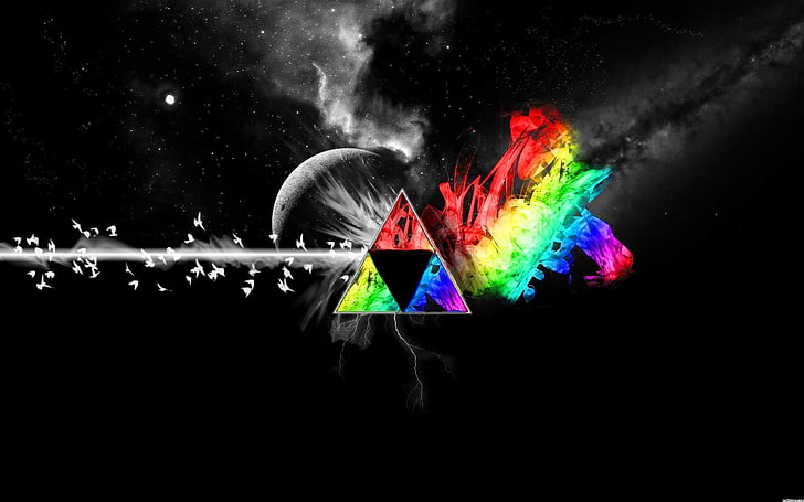multicolored triangle wallpaper, colorful, Triforce, digital art