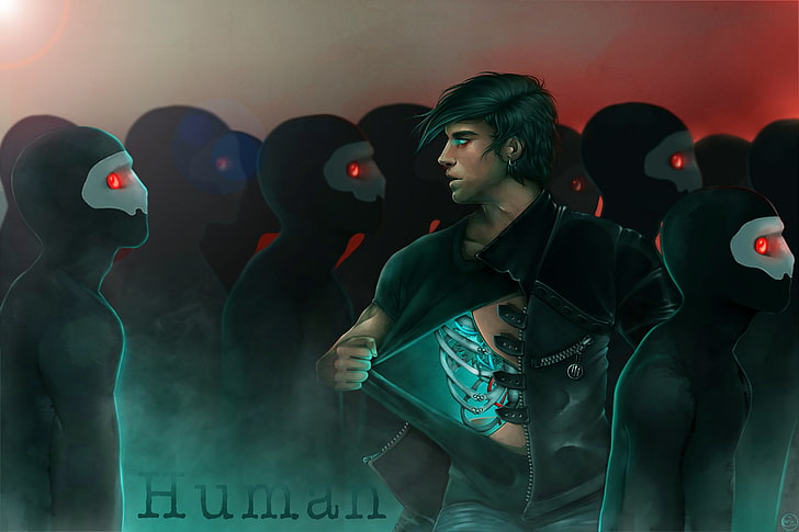 man and robots illustration, Art, Three Days Grace, Matt Walst, HD wallpaper