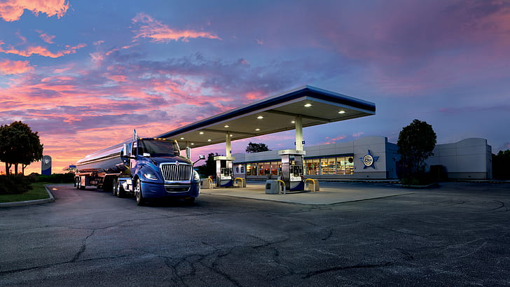 Vehicles, Truck, Gas Station, HD wallpaper