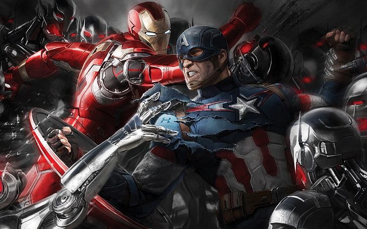 Captain American and Iron Man illustration, The Avengers, Avengers: Age of Ultron, HD wallpaper