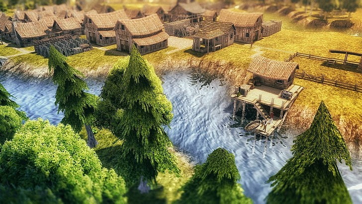 Banished, Steam (software), Trees, video games, built structure, HD wallpaper