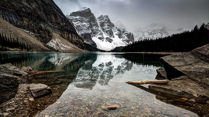 landscape photography of river, Canada, morraine lake, mountains, HD wallpaper
