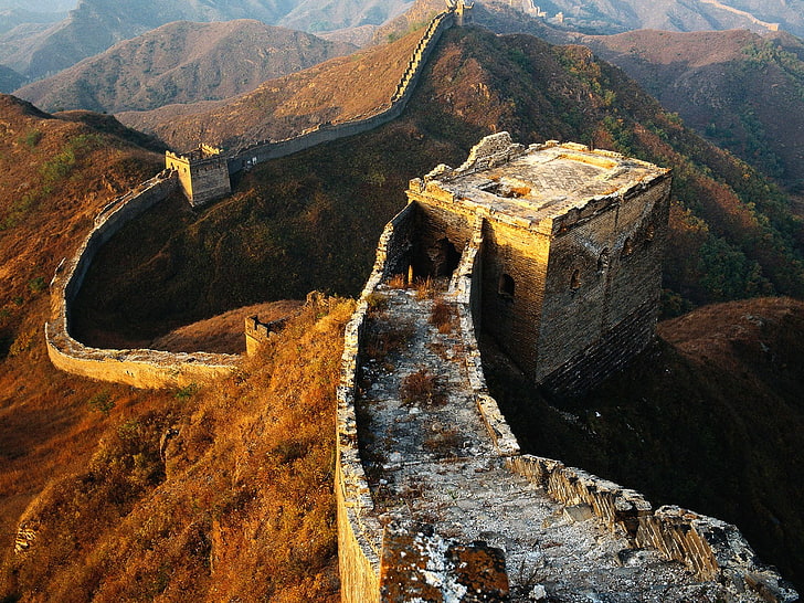 Great Wall of China, history, mountain, the past, day, nature