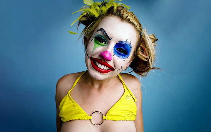 Lexi Belle, clowns, colorful, pornstar, make-up, portrait, one person