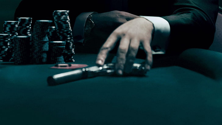 black pistol, James Bond, Casino Royale, movies, human hand, one person