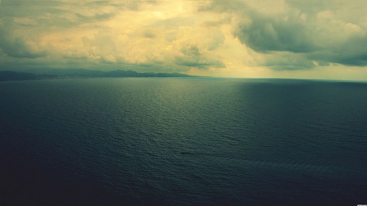 calm body of water, sea, landscape, nature, sky, clouds, cloud - sky, HD wallpaper
