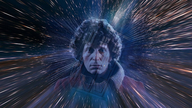 man's face, Doctor Who, The Doctor, TARDIS, Tom Baker, space