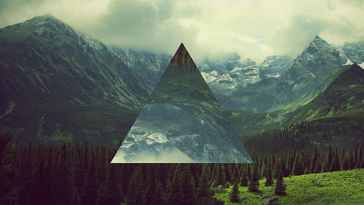 triangle, landscape, polyscape, HD wallpaper