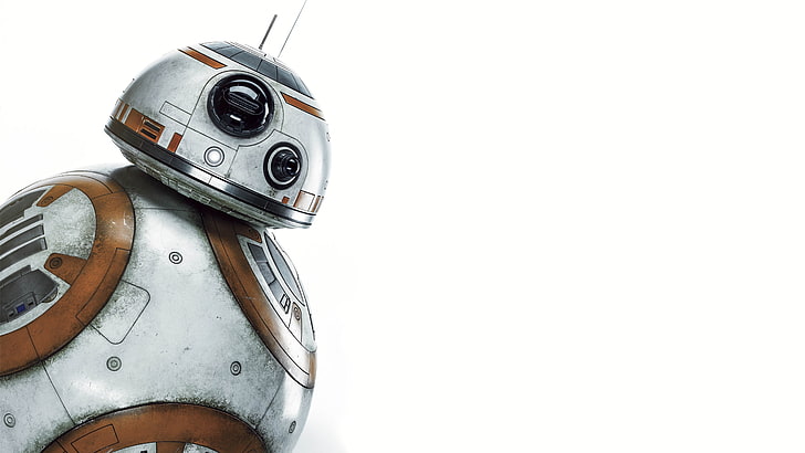 Star Wars BB-8, copy space, white background, studio shot, metal, HD wallpaper
