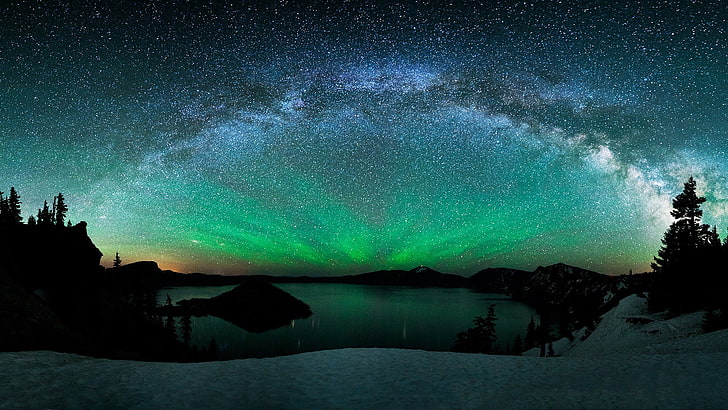 green aurora phenomenon, aurorae, sky, nature, stars, Norway, HD wallpaper