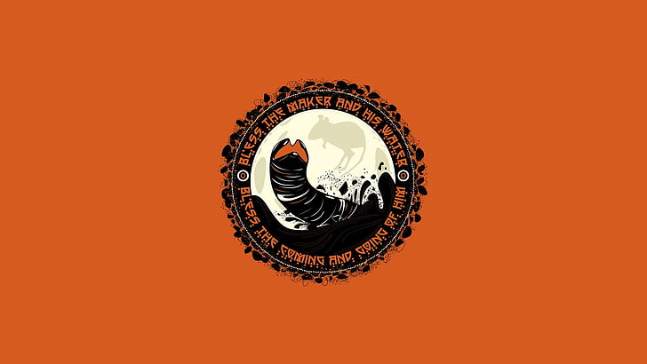 round white and black rat logo, Dune (series), Sandworm, studio shot