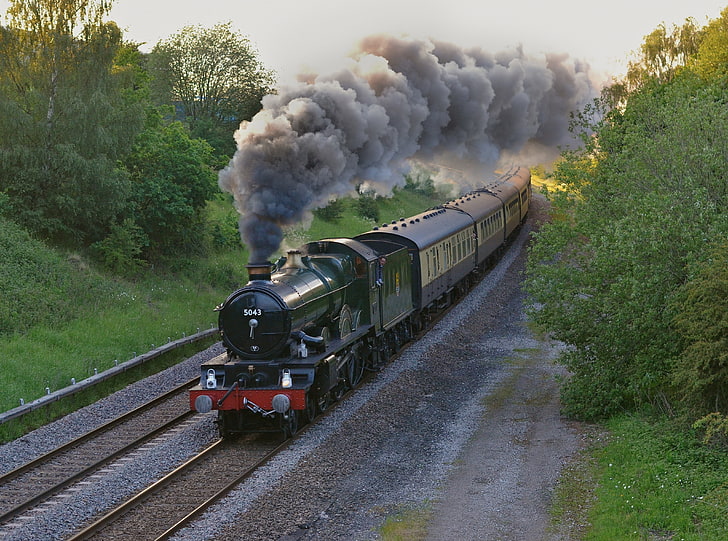 Steam Train, England, black and gray train, Europe, United Kingdom