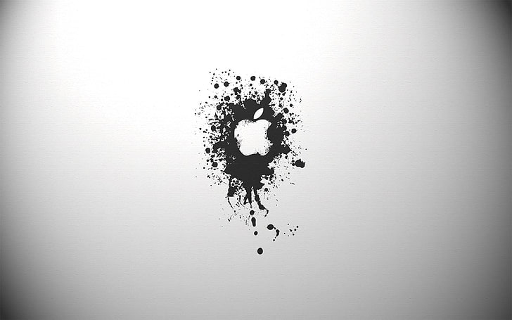 Apple logo, Apple Inc., paint splatter, minimalism, studio shot, HD wallpaper