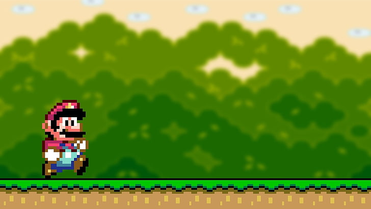 Super Mario, walk, mustache, grass, vector, backgrounds, illustration, HD wallpaper