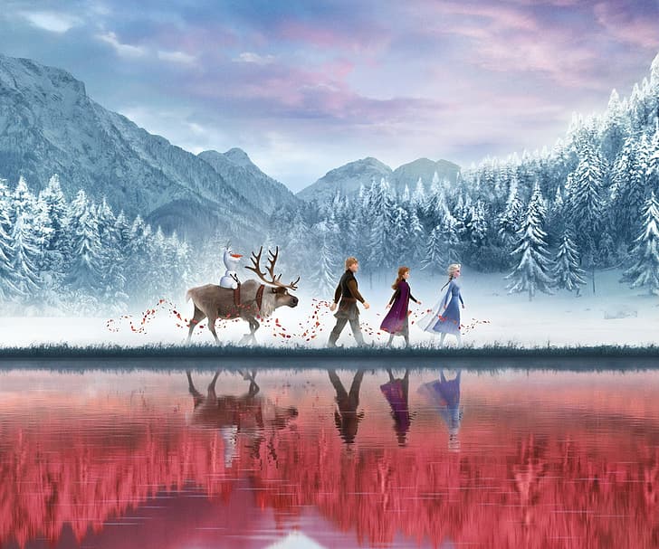 Frozen, Red, Fantasy, Nature, Blizzard, Beautiful, Anime, Wood, HD wallpaper