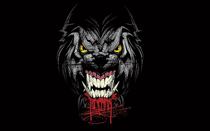 gray wolf clip art, face, background, fangs, grin, Werewolf, halloween, HD wallpaper