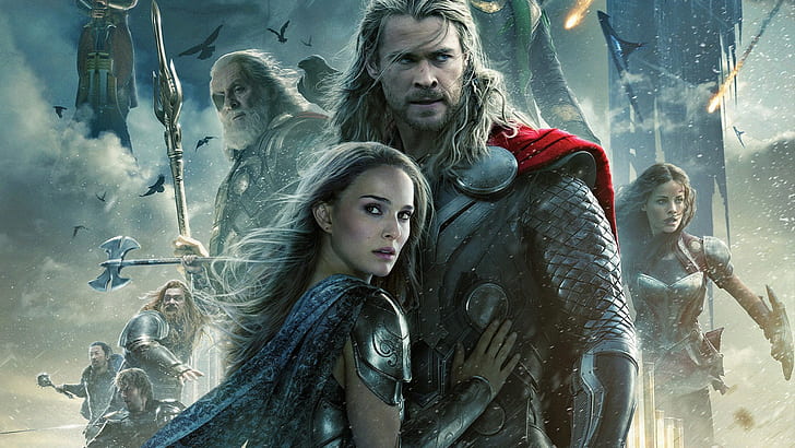 Natalie Portman Brunette Thor Marvel The Dark World Chris Hemsworth Anthony Hopkins HD