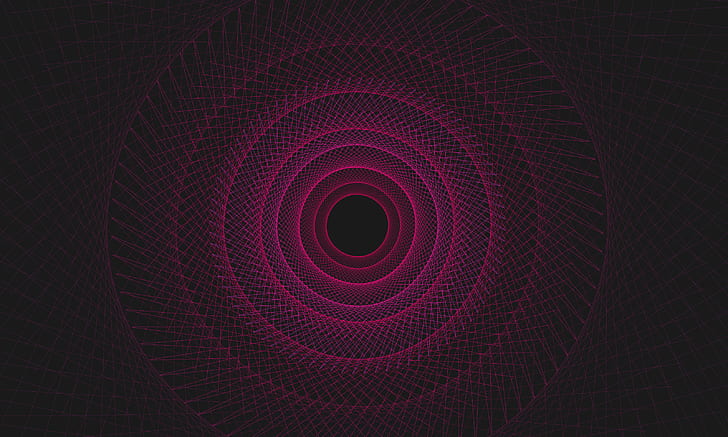 pink pattern, black background, wireframe, abstract, HD wallpaper