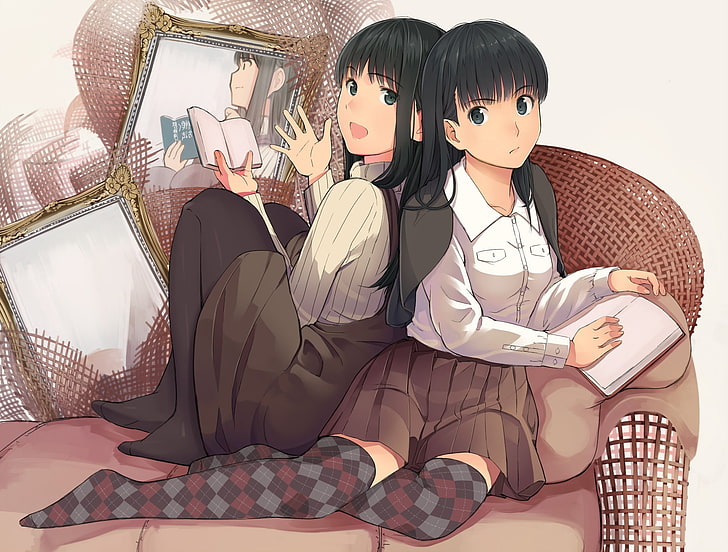 Amagami SS, anime girls, Ayatsuji Tsukasa, sitting, real people, HD wallpaper