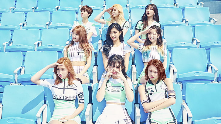 women's white and blue dress, K-pop, Twice, group of people, lifestyles, HD wallpaper