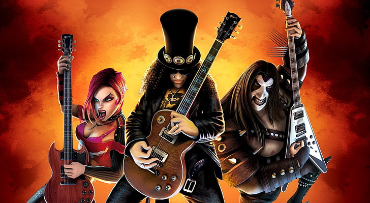 Guitar Hero III The Legends of Rock, brown electric guitar, Games