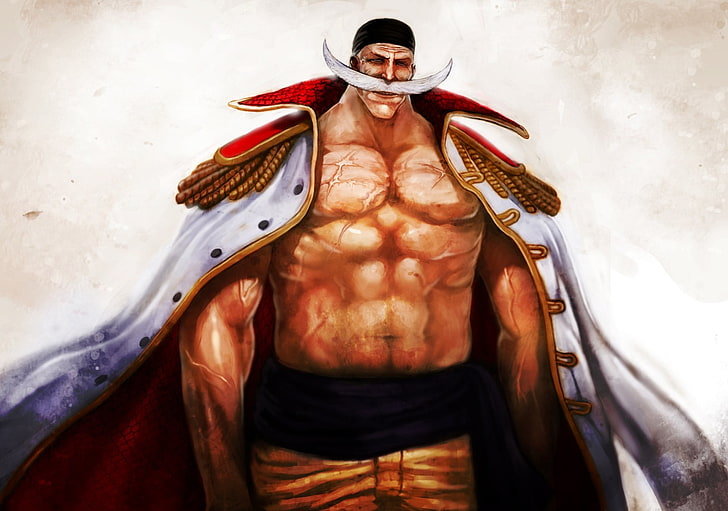 One Piece Whitebeard, manga, shirtless, muscular build, front view, HD wallpaper