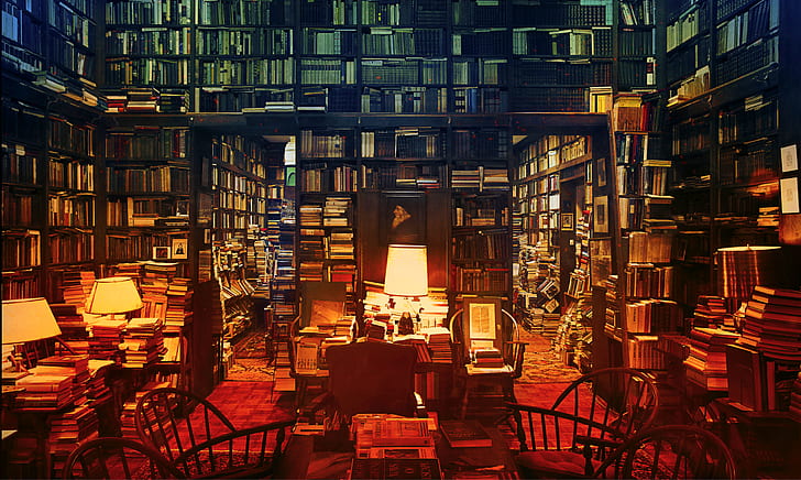 HD wallpaper: library, Photoshop, magic, Misty, romantic, book store, books  | Wallpaper Flare