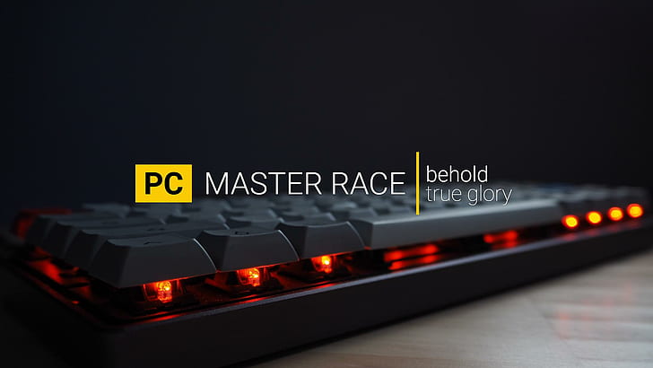 black PC Master Race computer keyboard, PC Master  Race, mechanical keyboard, HD wallpaper