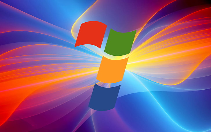 Windows 7 logo, computer, rays, light, Wallpaper, petals, emblem