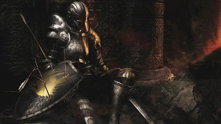 knight armor digital wallpaper, video games, Demon's Souls, metal, HD wallpaper