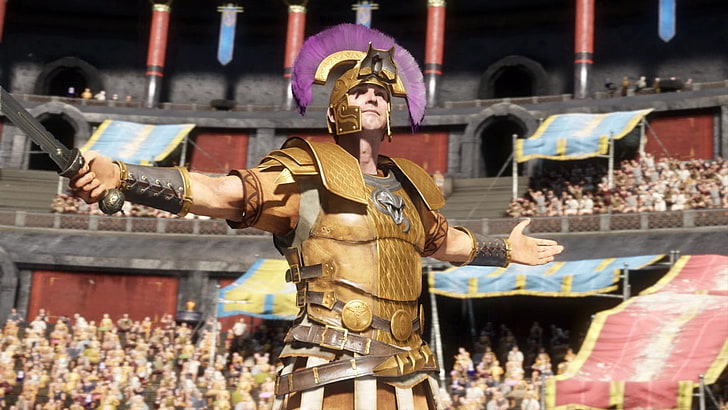 gold-colored gladiator platemail, Ryse: Son of Rome, war, video games, HD wallpaper