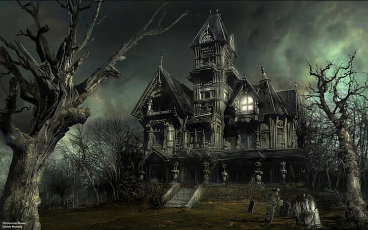 halloween houses haunted 1680x1050  Architecture Houses HD Art