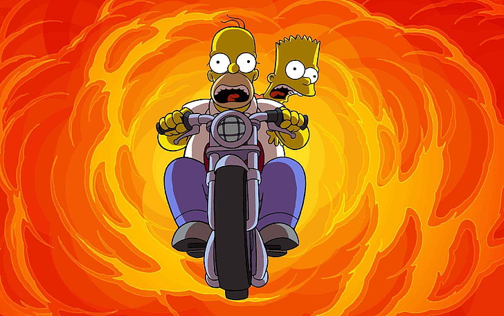 The Simpsons Motorcycles, Homer and Bert Simpson illustration, HD wallpaper