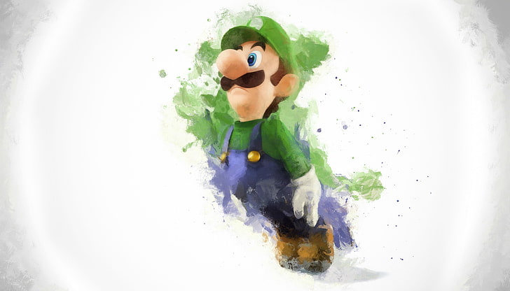 Super Smash Brothers, Luigi, video games, artwork, one person, HD wallpaper