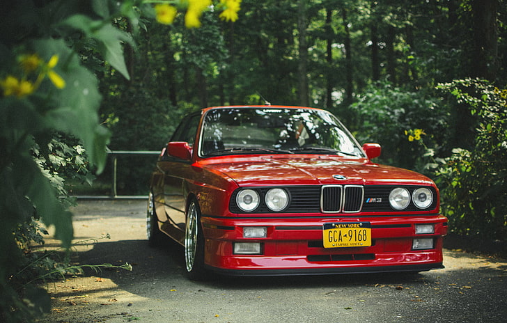 red BMW E32 M3 coupe, before, tuning, e30, car, land Vehicle, HD wallpaper