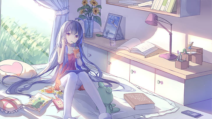 HD wallpaper: anime, anime girls, room, interior, legs, long hair |  Wallpaper Flare