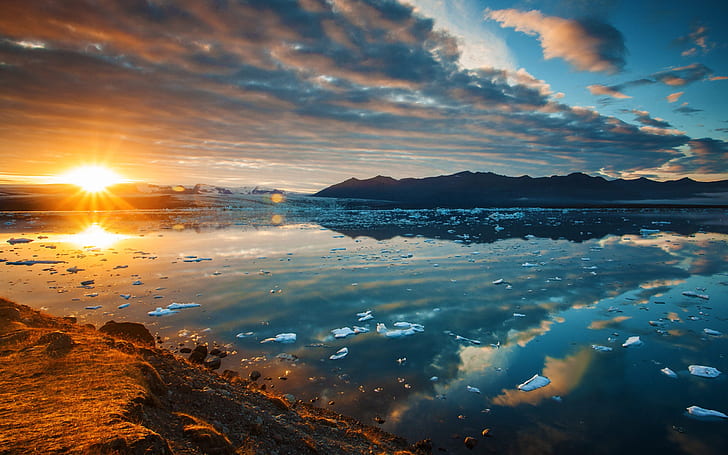 Glacier,sunset,sea, Lagoon Pt Br7953482103 2560×1600, HD wallpaper