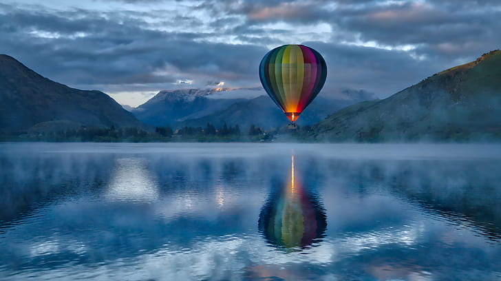 hot air balloon above of body of water photography, Hot Air Ballooning, HD wallpaper