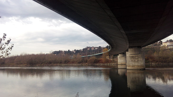 landscape, nature, bridge, river, France, Lyon, sky, architecture, HD wallpaper