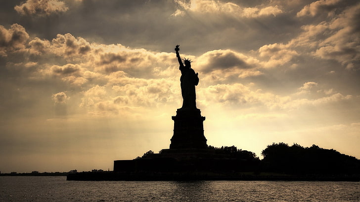 Statue of Liberty, new york, river, evening, liberty Island, new York City