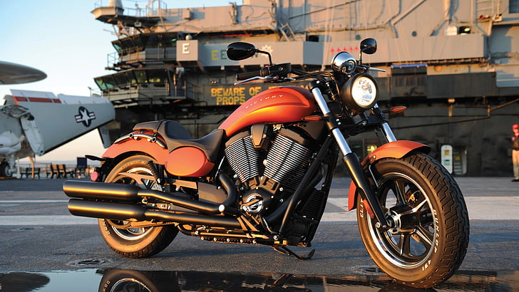 red and black cruiser motorcycle, Victory Judge, transportation