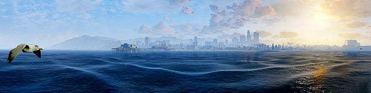 Grand Theft Auto, Grand Theft Auto V, Cloud, Los Santos, Sea, HD wallpaper