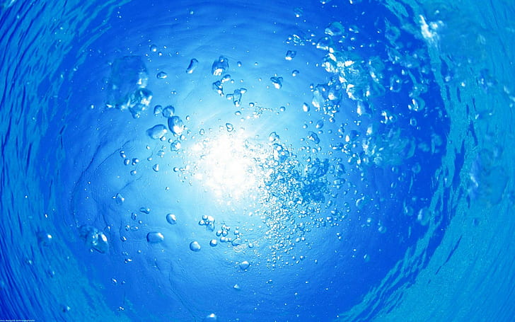 Underwater Blue Bubbles HD, nature, HD wallpaper