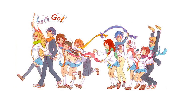 anime characters illustration, Nisekoi, Chitoge Kirisaki, Haru Onodera, HD wallpaper