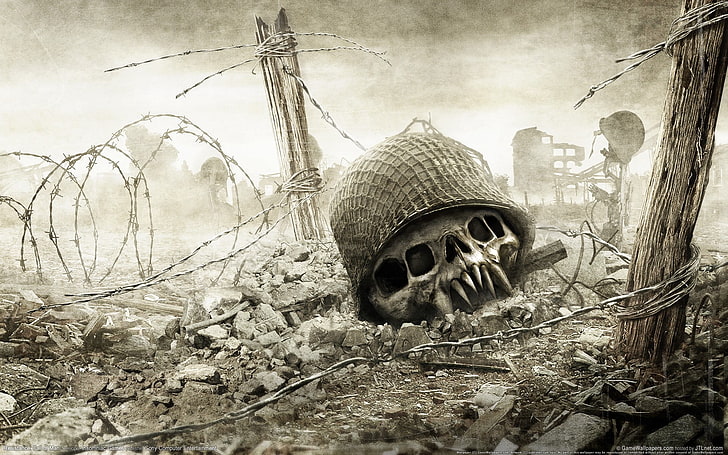 monster skull on ground, video games, Resistance: Fall of Man, HD wallpaper