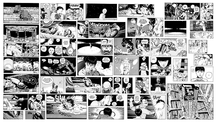 manga illustration, Akira, anime, monochrome, translated, choice