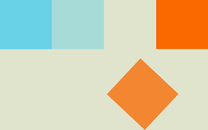 white and orange wallpaper, colorful, square, blue, digital art