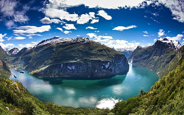 mountains, sky, clouds, Geiranger, Geirangerfjord, Norway