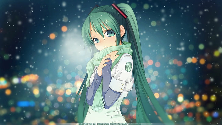 girl with green hair animated display wallpaper, anime, anime girls